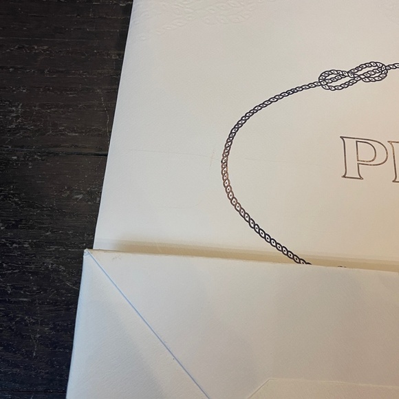 Prada LARGE white shopping bag tote empty storage decoration with ribbon42/20/14 - Picture 6 of 8